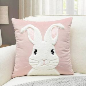 1pc Easter Bunny Embroidered Pillowcase
